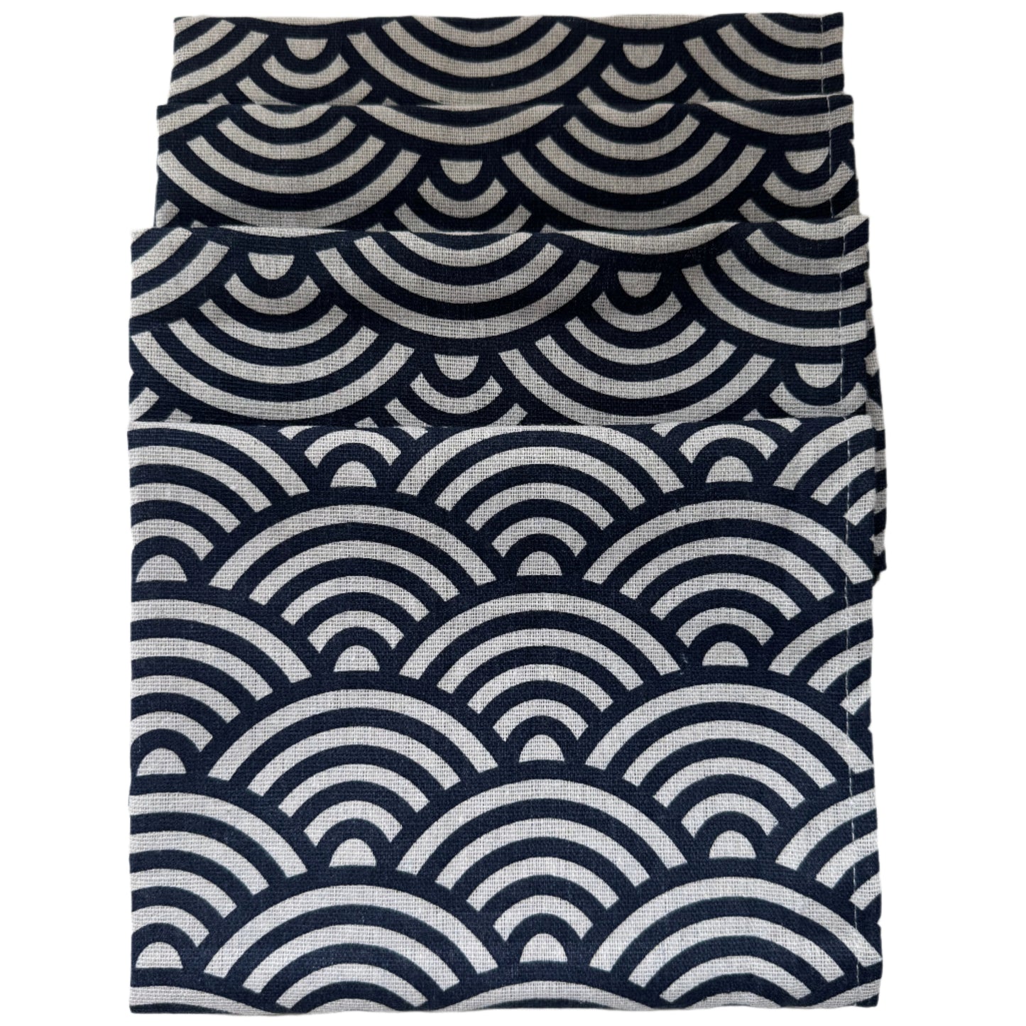 Japanese Napkins 16" x 16" 4 pcs Navy Blue/White Shell