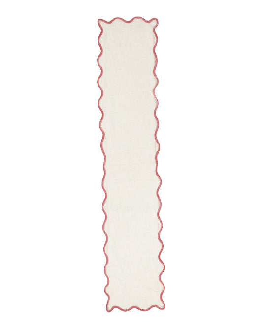 Scalloped Edge Velvet Trim Table Runner | Elegant Home Décor, 16" x 80"