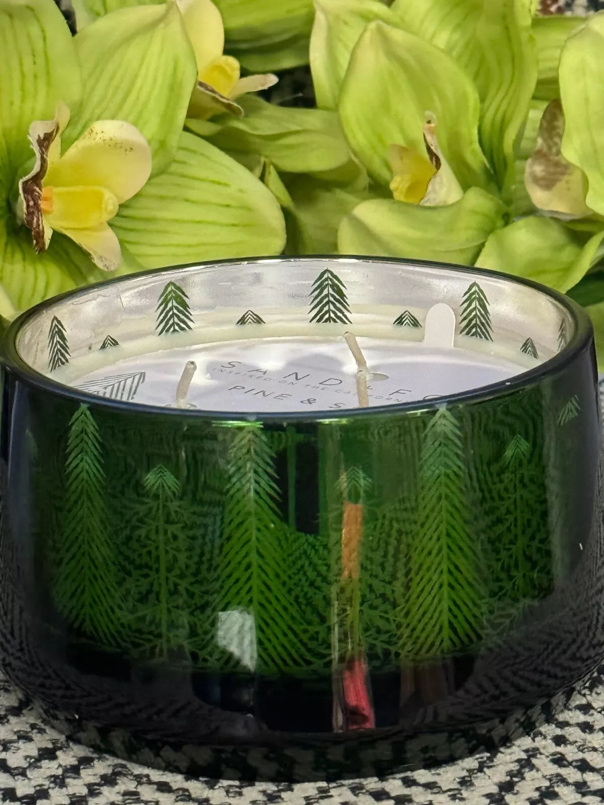 18oz Pine and Sage Candle – Hand-Poured 3-Wick Candle with Christmas Tree Motif