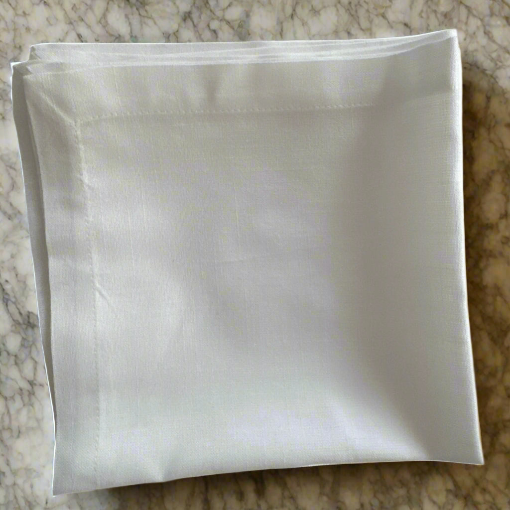 Set of 4 100% Linen Cloth Dinner Napkins – Natural White, 17"x17"