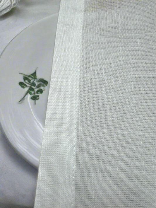 Set of 4 100% Linen Cloth Dinner Napkins – Natural White, 17"x17"