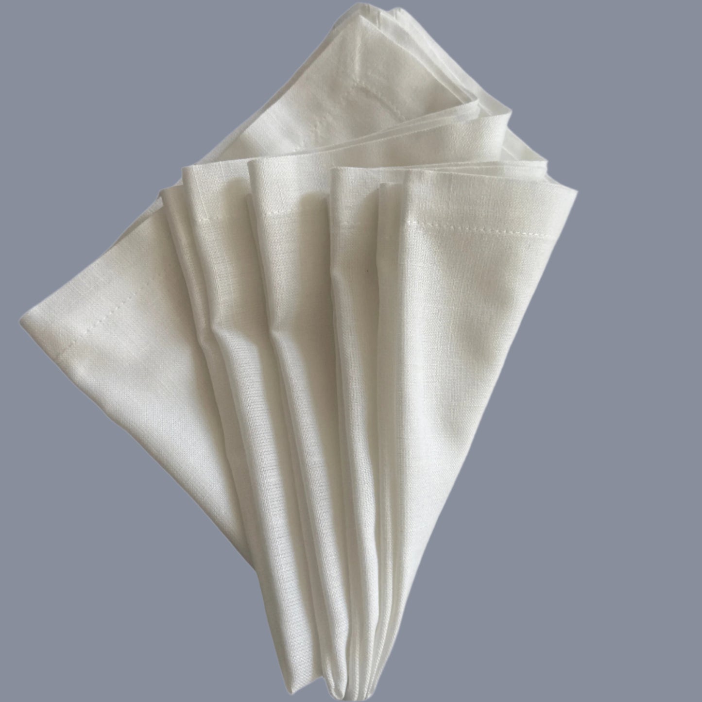 Set of 4 100% Linen Cloth Dinner Napkins – Natural White, 17"x17"