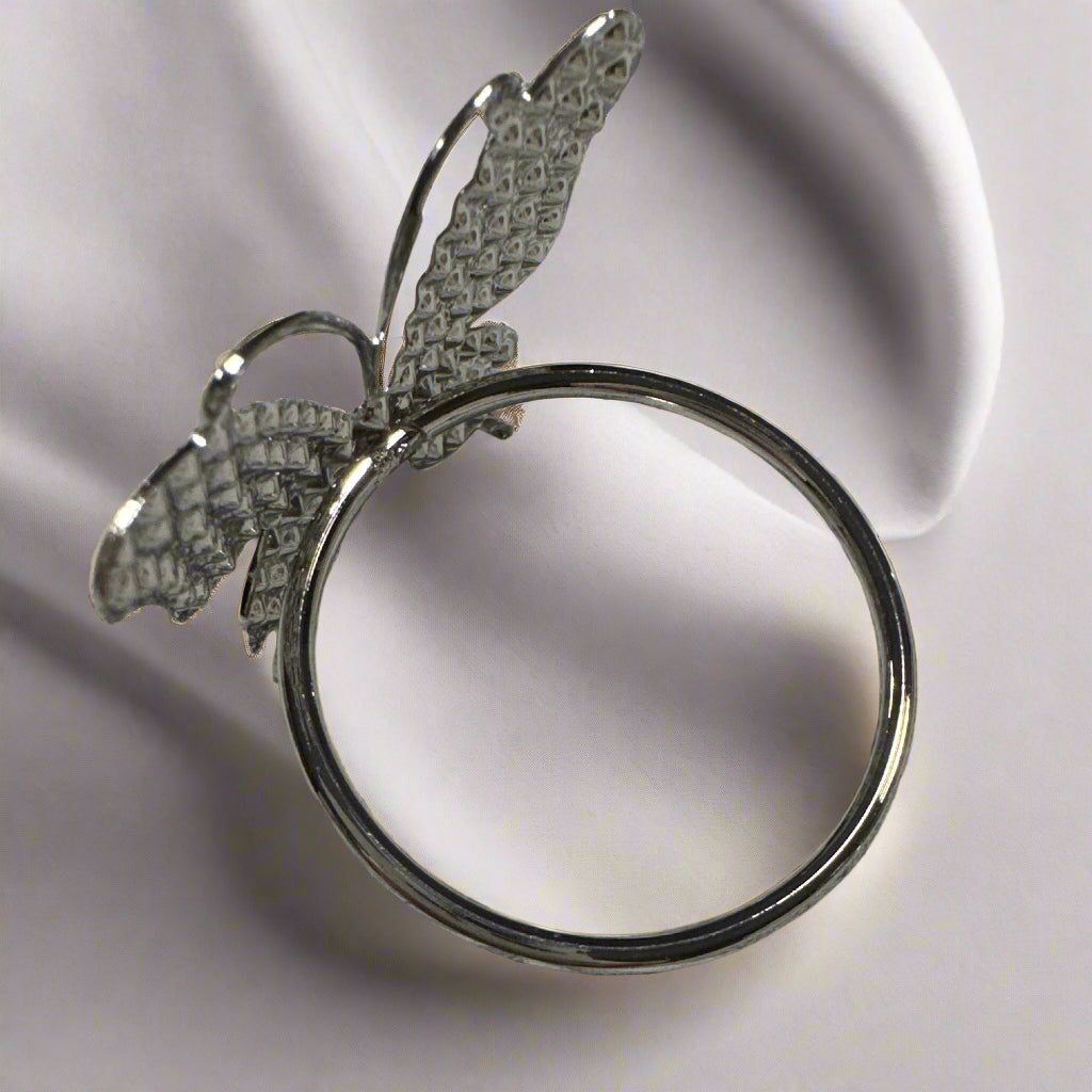 Butterfly Napkin Rings , Silver color, 6 pcs