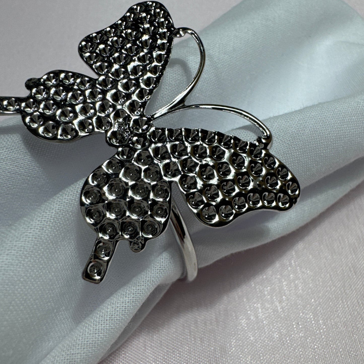 Butterfly Napkin Rings , Silver color, 6 pcs