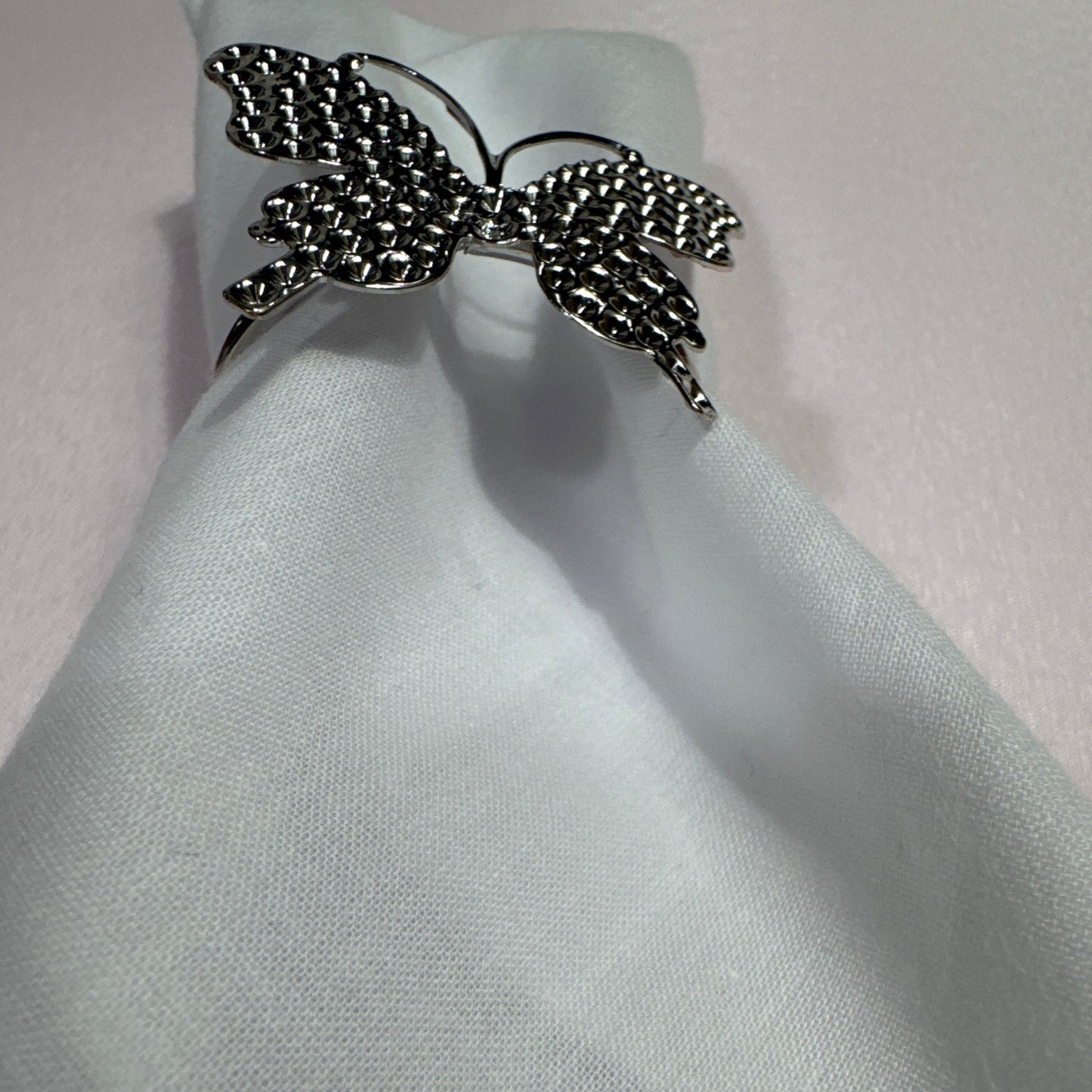 Butterfly Napkin Rings , Silver color, 6 pcs