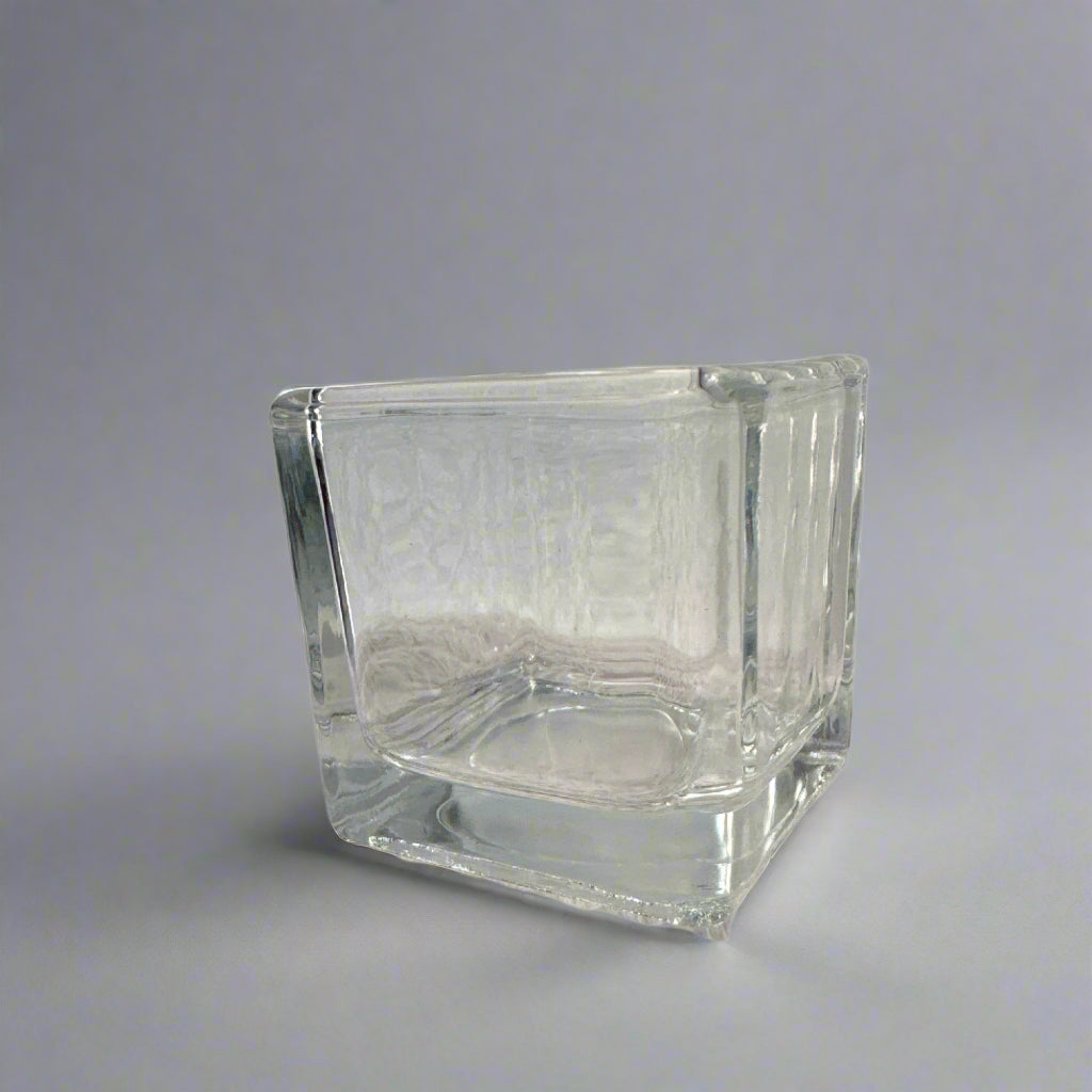 Set of 4 Clear Glass Cube/Votive Candle Holders – 2" x 2"