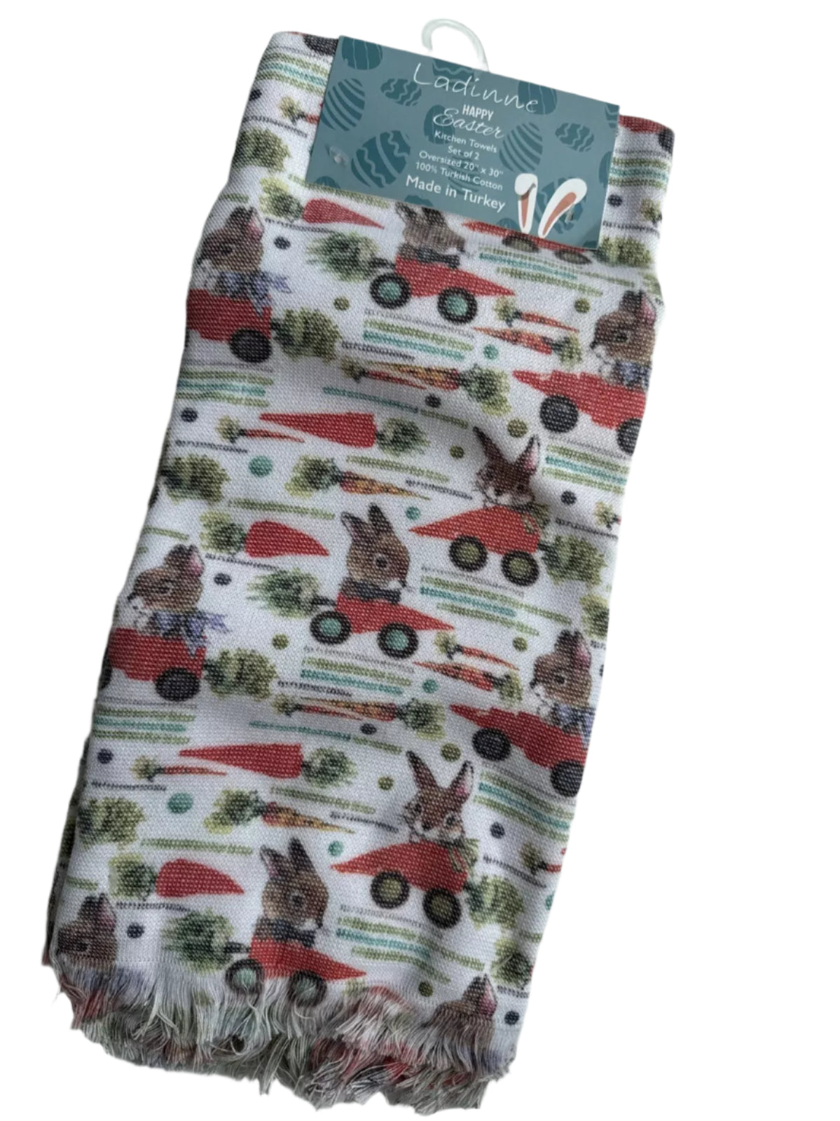 Ladinne Happy Easter Kitchen Towels – 2pc Oversized 20” x 30” | 100% Turkish Cotton