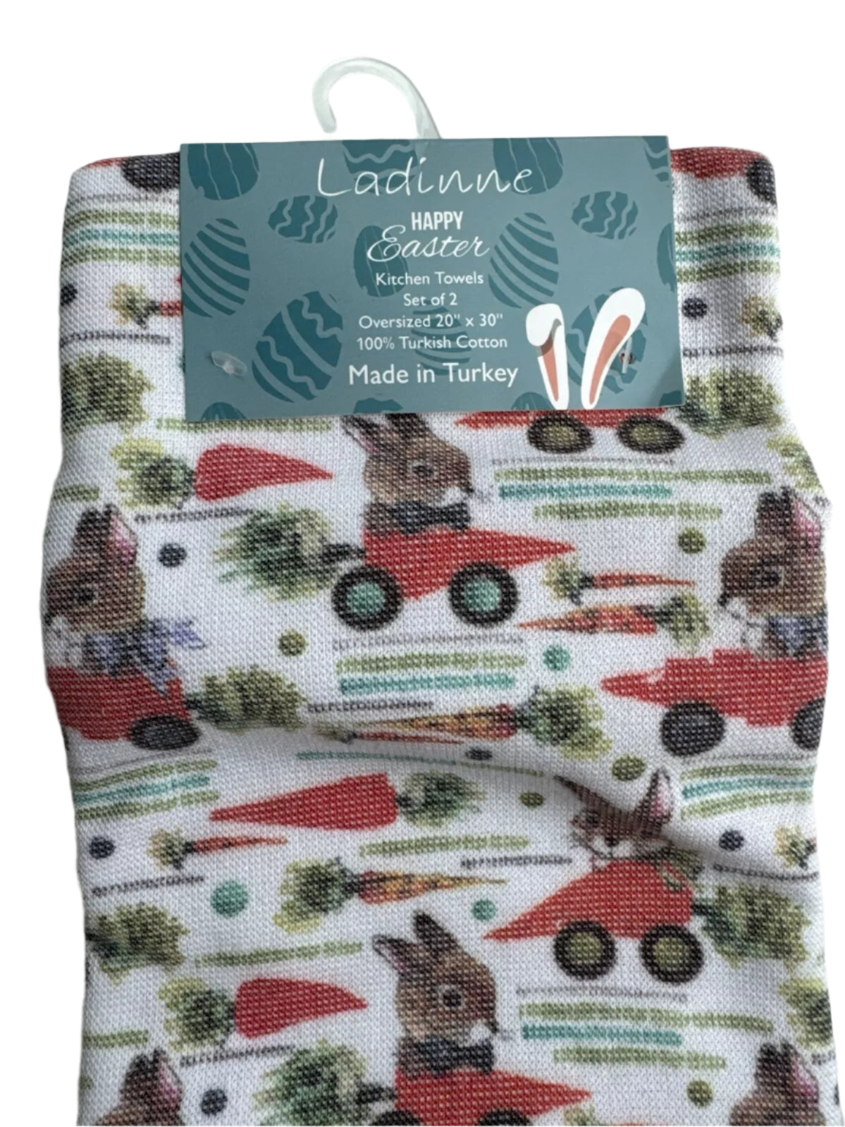 Ladinne Happy Easter Kitchen Towels – 2pc Oversized 20” x 30” | 100% Turkish Cotton