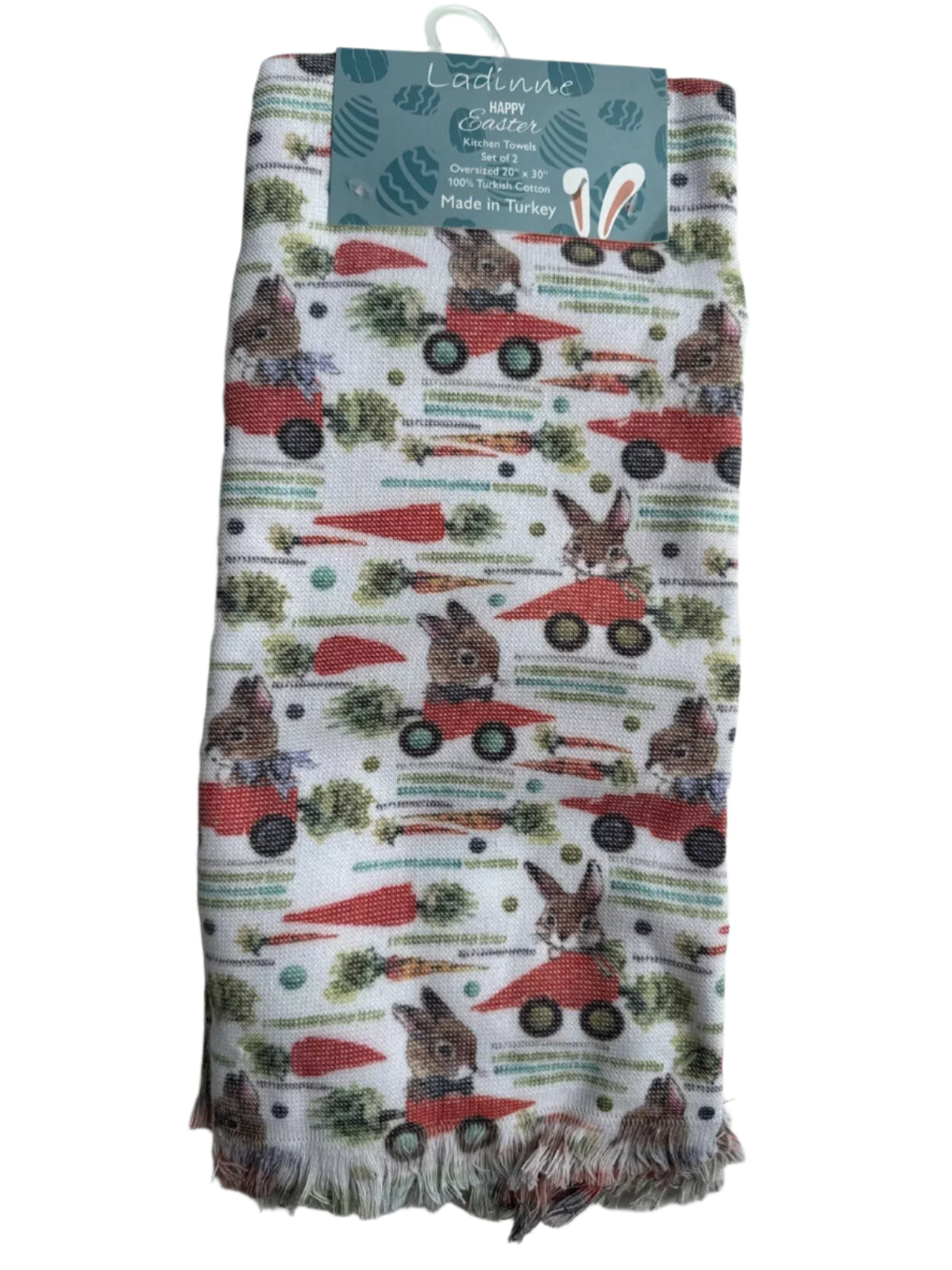 Ladinne Happy Easter Kitchen Towels – 2pc Oversized 20” x 30” | 100% Turkish Cotton